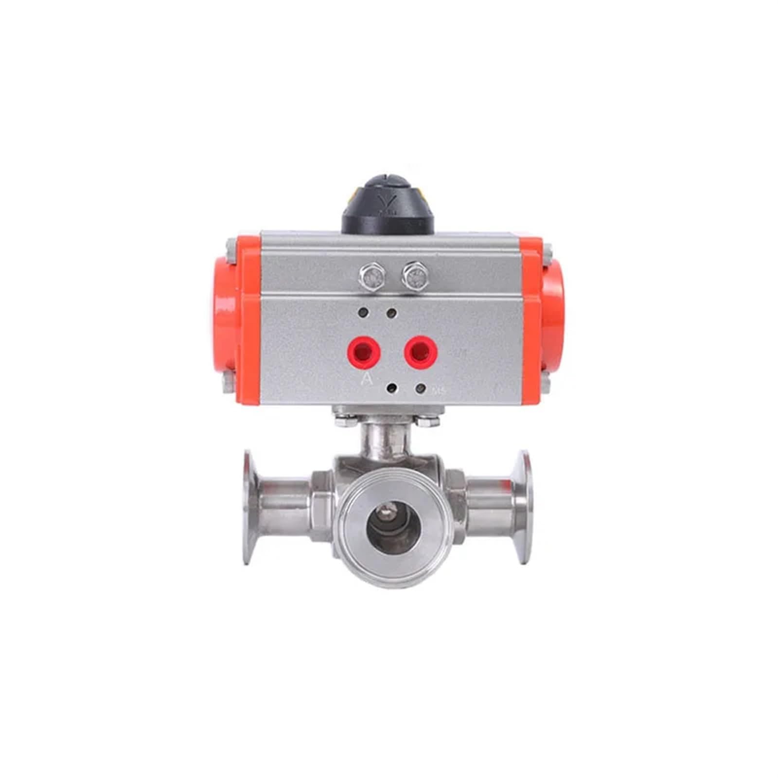 Vanne à boisseau sphérique trois voies pneumatique 25 mm acier inoxydable