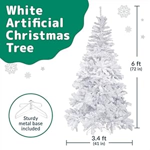 Prextex6footwhitechristmastree6ftartificialsprucewith1200tipsandmetalstandxmastreewhitehingedandlightweightforeasyassemblyfakefrostedchristmastree Urban Country Home Decor Prextex 6 foot white christmas tree 6ft artificial spruce with 1200 tips and metal stand xmas tree white hinged and lightweight for easy assembly fake frosted christmas tree urban country home decor
