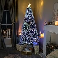 7ft Green Fibre Optic Tree with Red Berries and Multi Fibres