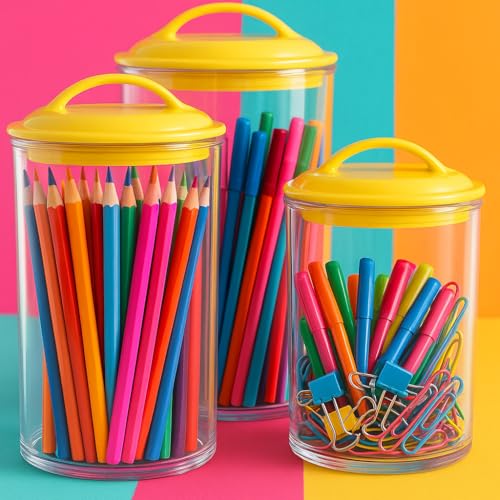 Food Storage Containers, BPA Free Airtight Canisters for Cereal, Pasta, Sugar, Coffee, Flour, Cookies, Loose Tea, for Kitchen Organization Set of 3 Lemon by Reston Lloyd - Image 4