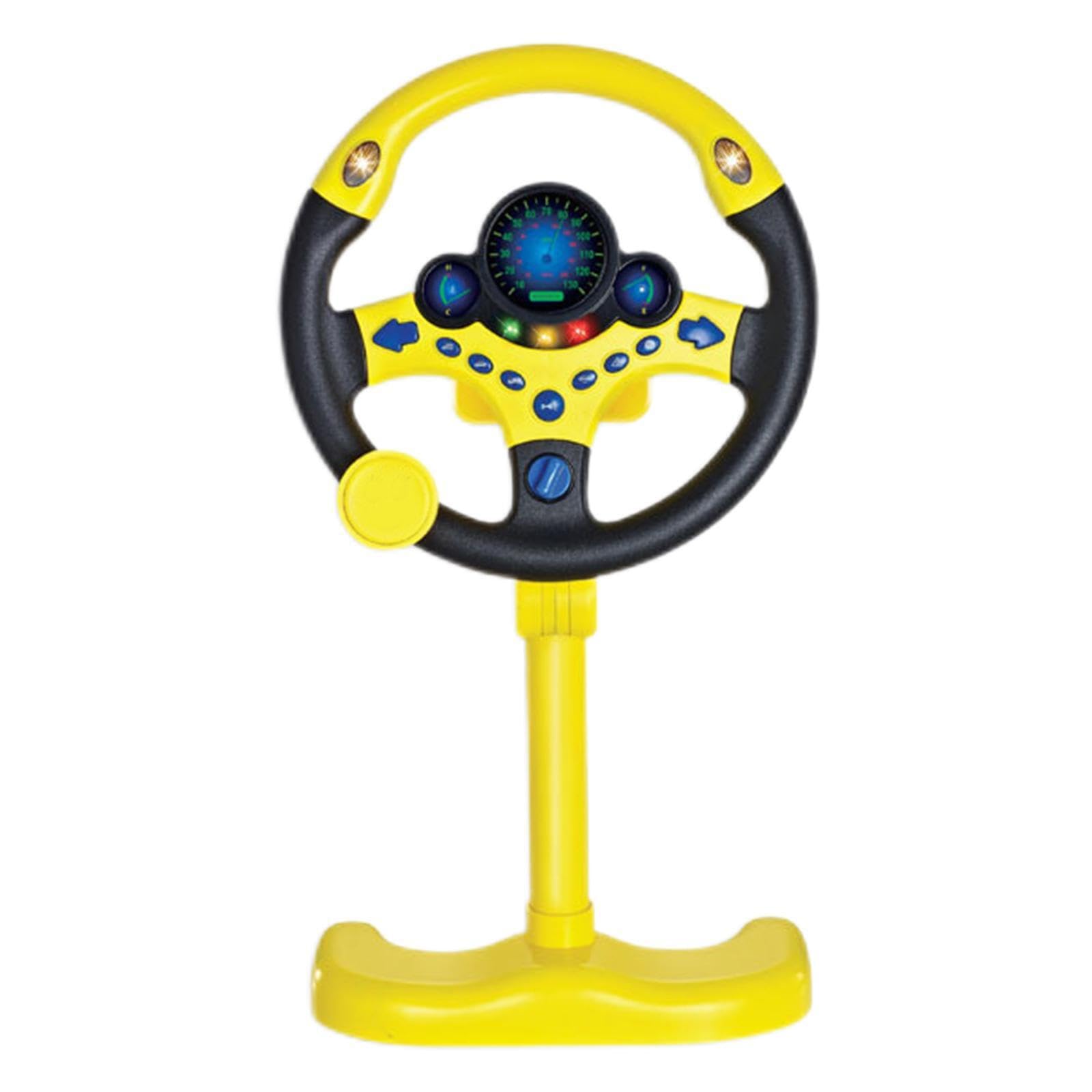 ICDKOYK Kids Driving Controller with Simulated Steering Wheel Music and Lights, Yellow