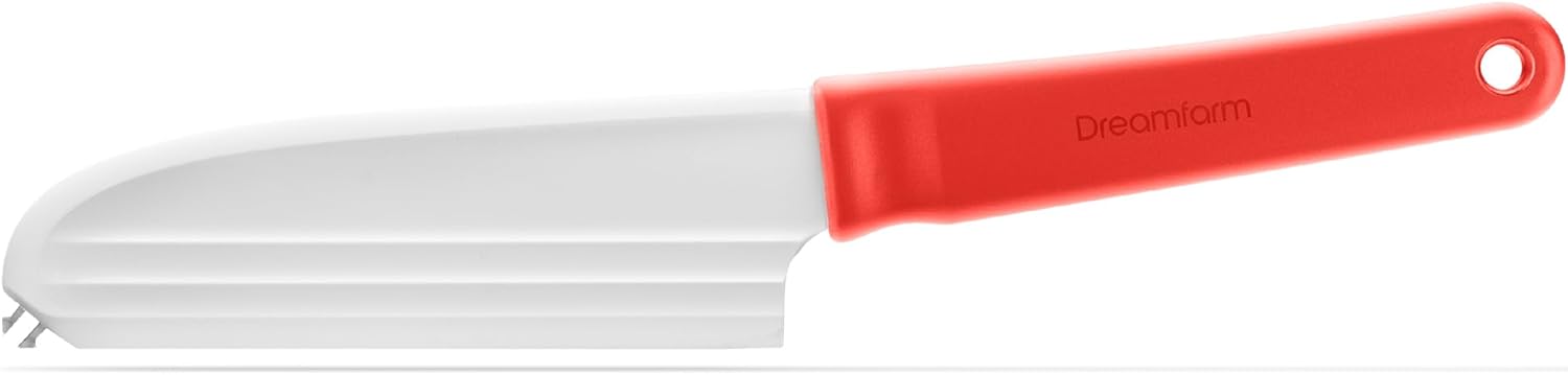 Dreamfarm Knibble Lite 3-In-1 Non-Stick Cheese Knife for Charcuterie, Slicing, Spreading, with Built-In Fork to Serve & Share Foods – 9″ Red Dreamfarm Knibble Lite 3-In-1 Non-Stick Cheese Knife for Charcuterie, Slicing, Spreading, with Built-In Fork to Serve & Share Foods – 9″ Red