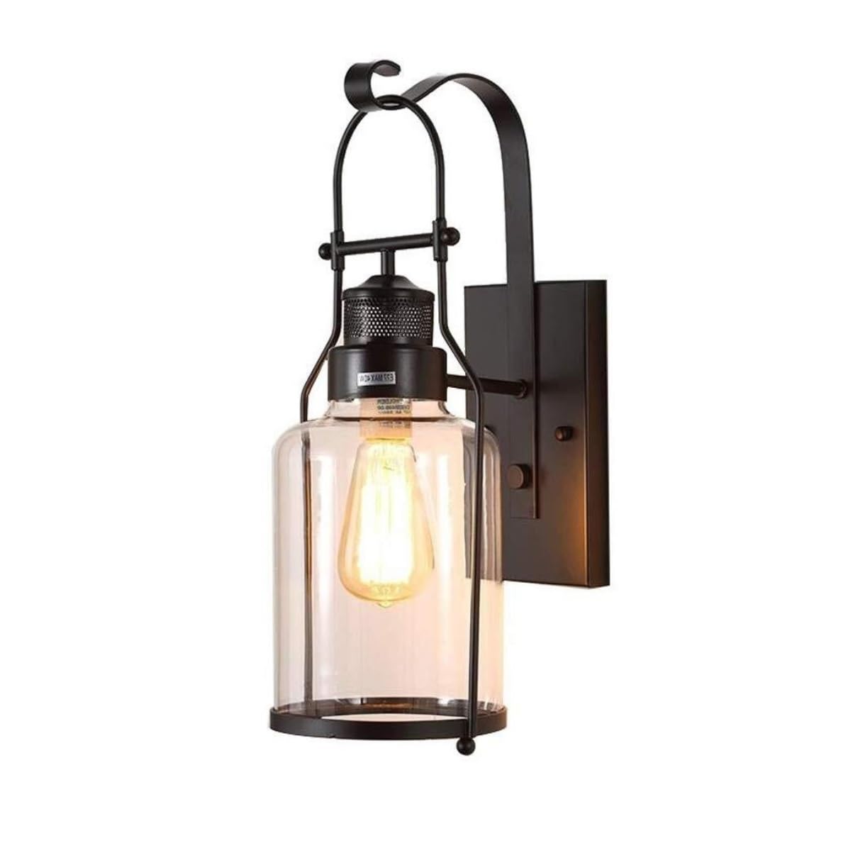 CVdrtyED Outdoor Wall Lights Metal Outdoor Wall Sconce Industrial Style Light Lantern Clear Glass Shade Lamp for Porch Backyard Durable Porch