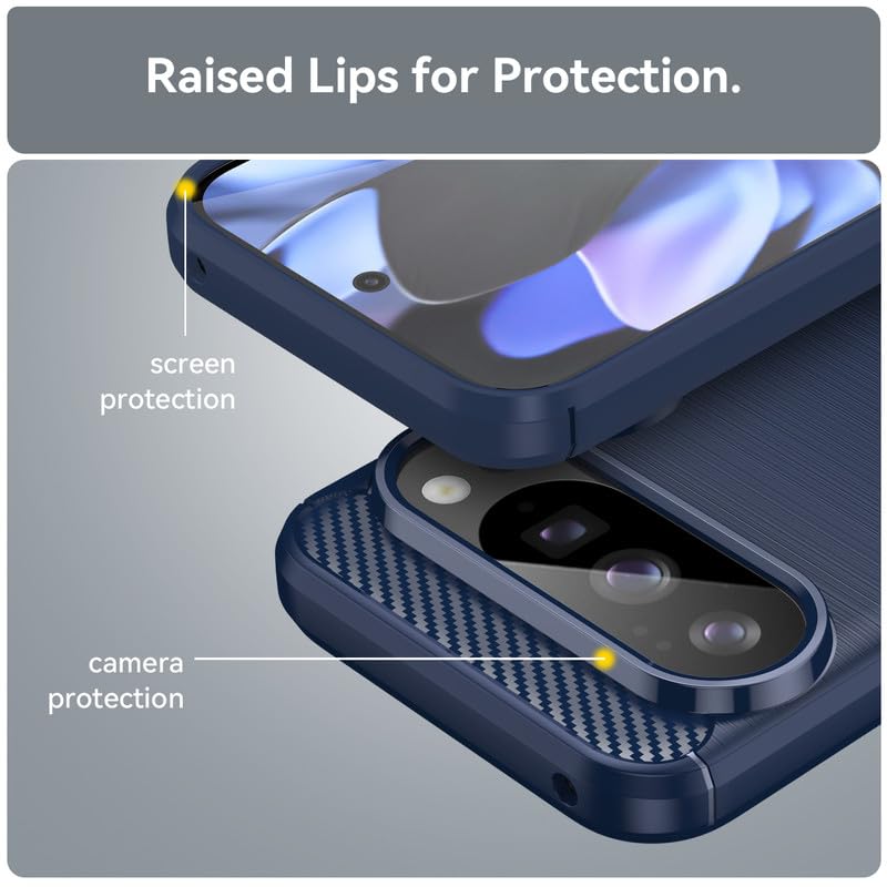 Image of Hybrid Carbon Fiber Back Case for Google Pixel 10 / Pixel 10 Pro (Blue)