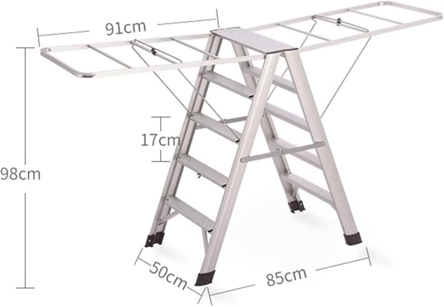 HHUO バルコニー配置ラック、アルミ合金折りたたみ乾燥ラックラダー折りたたみステップ多目的脚注屋外ラダー 踏み台(Rose gol