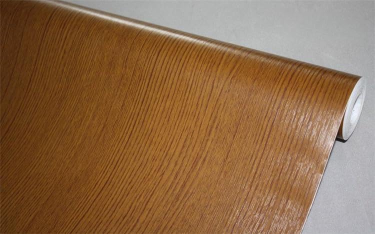 BUVU Folia samoprzylepna do mebli, jasnobrązowa, o wyglądzie drewna, folia do mebli, 45 cm x 300 cm, jasnobrązowa, w paski, wodoszczelna, na meble, ściany, szafki, stoły kuchenne