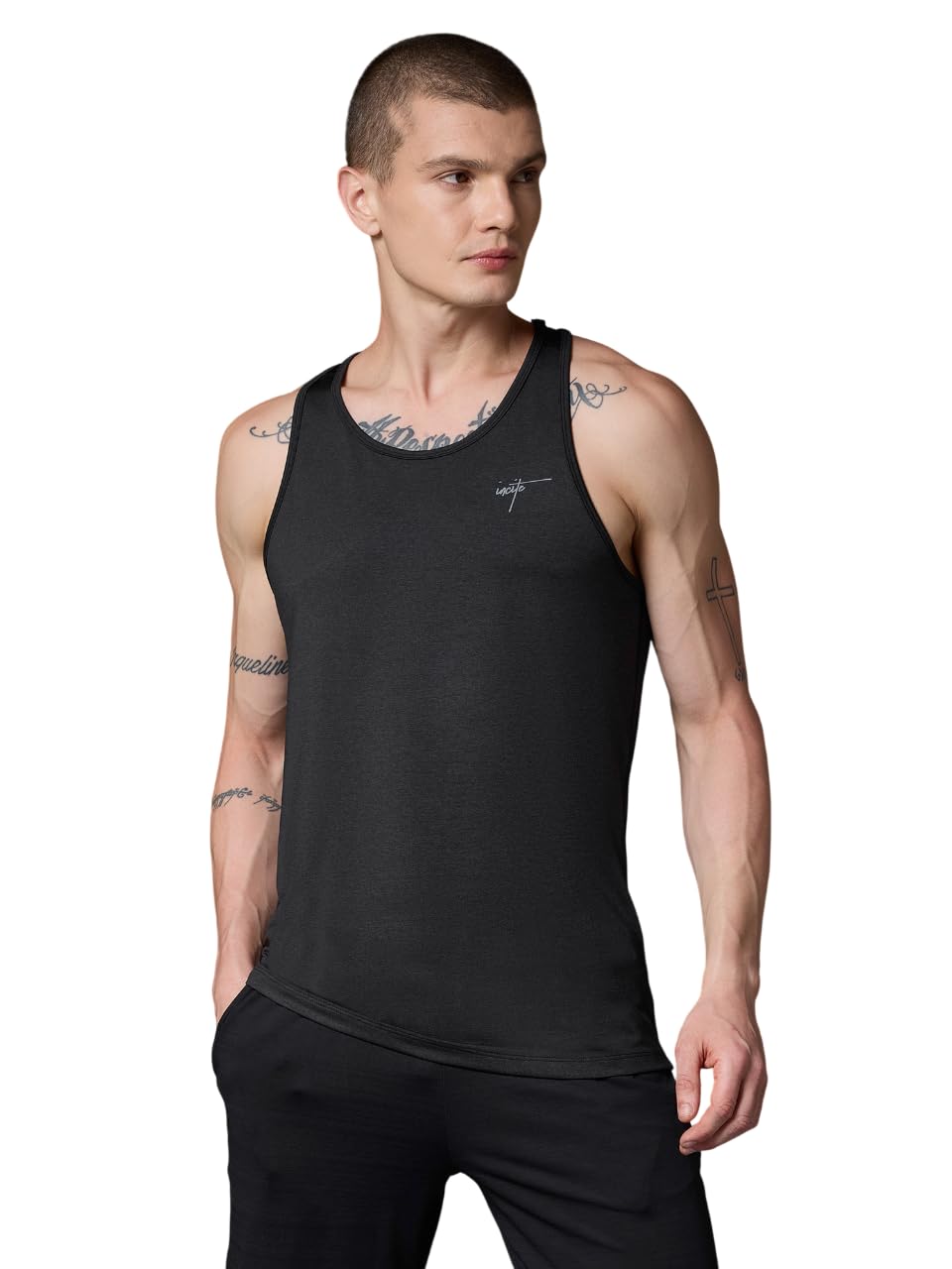 incite Polyester Training Tank Vest for Men | Comfortable Gym & Workout Wear | Quick Dry Lightweight Vest for Men | Black Color-picture-13