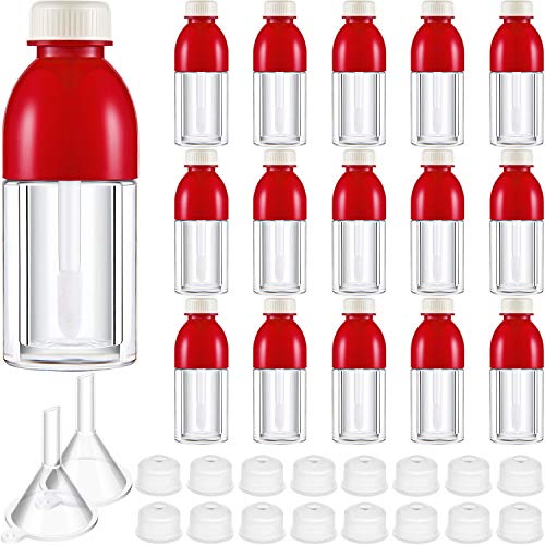 18 Pieces 8 ml Empty Lip Gloss Tubes Coke Bottle Shaped Lip Glaze Tube Adorable Lip Balm Bottles Mini Refillable Lip Gloss Balm Containers with Wand Brush, 4 Pieces Plastic Funnels for DIY Cosmetics