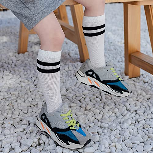 Kids Colorful Comfort Ankle Socks Two Stripes Knee High Tube Girls Socks Novelty Design Pack of 6 (3-8 Years Old)3