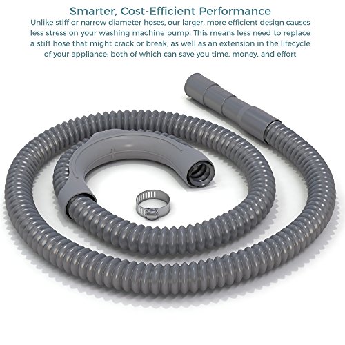 6 Ft. Premium Replacement Washing Machine Drain Hose Heavy-Duty Water Support | Flexible, Corrugated Design | Quick & Easy Installation | Incl. Steel Clamp