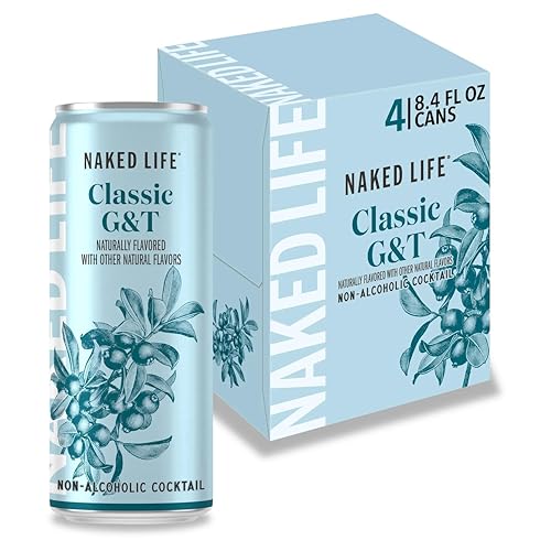 Naked Life Non-Alcoholic Drinks, Classic G&amp;T, Zero Sugar, Award-Winning Alcohol-Free Cocktail, Low Calorie 4 pack, 8.4 fl oz cans
