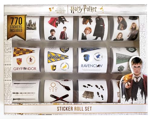 Paper House Productions Harry Potter 770-Piece Officially Licensed Sticker Roll Box - Houses Characters Planner Stickers and More!