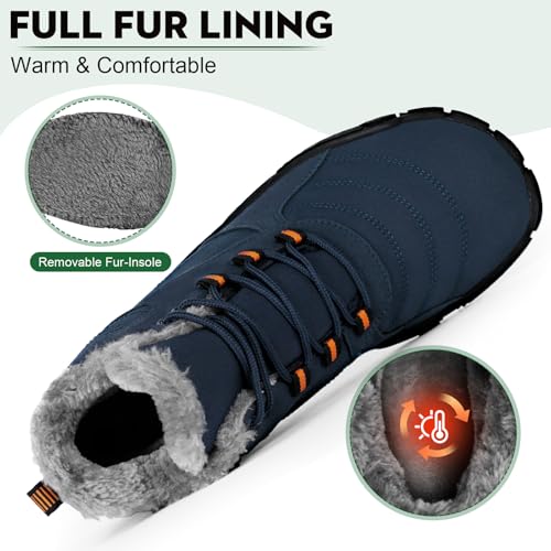 Orgone Winter Barefoot Shoes Snow Boots Women Men, Winter Warm Casual Snow Cold Boot Hiking Barefoot Womens Mens, Wide Toe Box Ankle Boot Five Finger Zero Drop Snow Booties Hike Shoes3