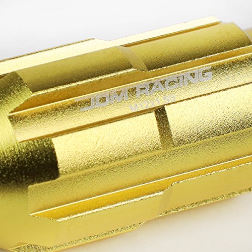 Image of DNA MOTORING LN-ZTL-9025-15-GD 20Pcs M12 x 1.5 Open End Style Wheel Lug Nuts w /Deep Drive Extension Adapter, 24mm OD /50mm H, Gold