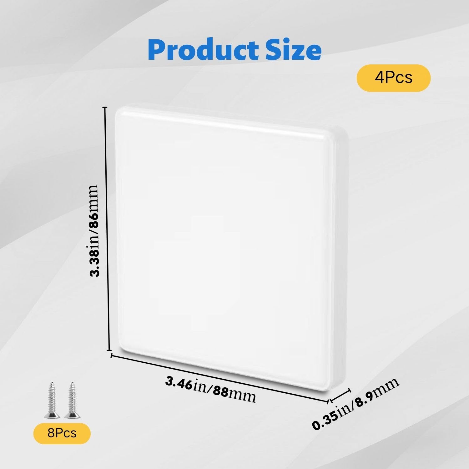 Cache-prises blanc 8,6 x 8,6 cm pour boîtier encastré avec vis 4 pièces
