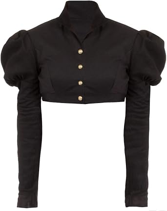 Regency Jane Austen Spencer Short Jacket for Empire Waisted Dresses-Black2-M