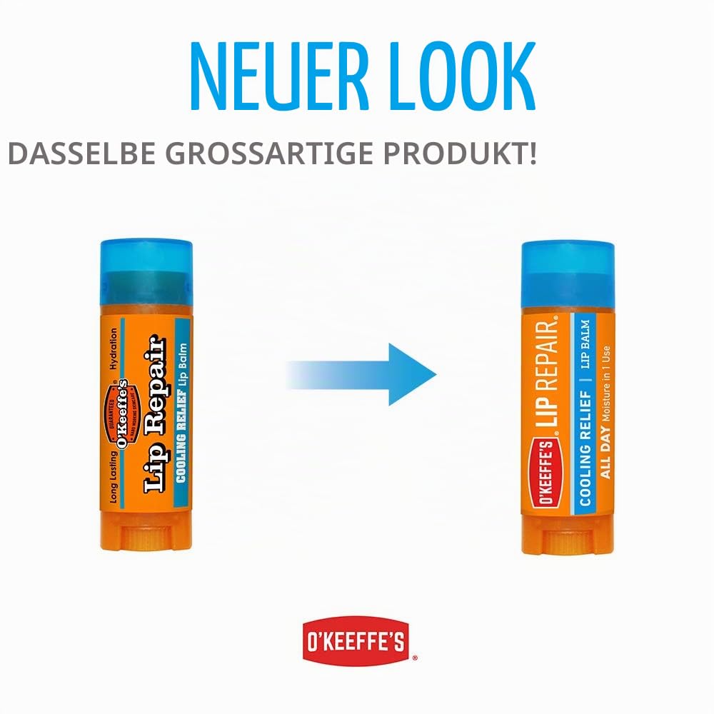 O'Keeffe's Cooling Relief Lip Repair Lippenbalsam für trockene, rissige Lippen, Stick 7 - Pack