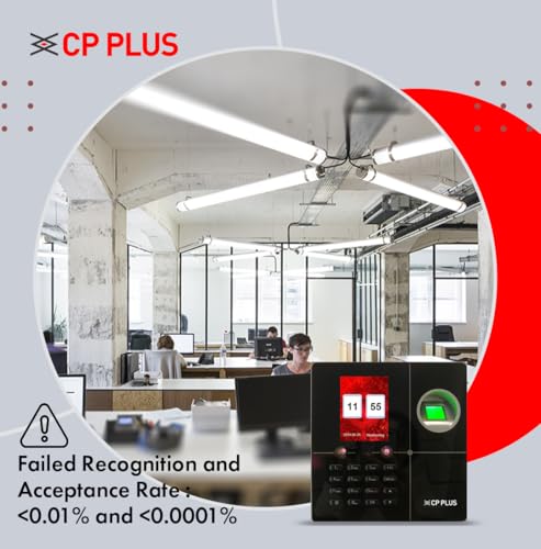 Image of CP PLUS Face & Fingerprint Time and Attendance Machine | Biometric System with ID Card & Password Access | Built-in Battery | Fast Recognition ≤1s | 1000 Face & 10000 Finger | CP-VTA-M1143