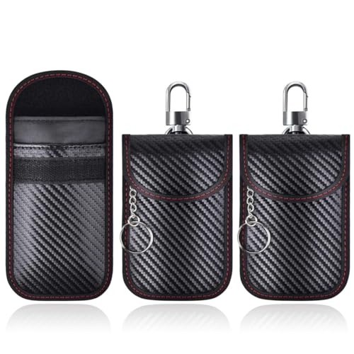 Abschirmung Schlüssel-Taschel, 3 Stück Funkschlüssel Abschirmung Schlüsseltasche, Blocker Schlüsseletui, Schutzhülle RFID Blocker Schlüsseletui, für Schutz Autoschlüssel, Schwarz