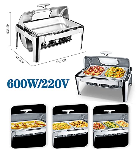 LXX Chafing Dish, 9L Chafing Dish Speisewärmer Elektrisch, Warmhaltebehälter Buffetwärmer Warmhaltegerät Commercially… – Bild 4