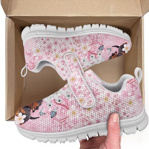 Boy Shoes Athletic Running Fashion Sneakers Walking Breathable Kids Girls Fitness Cross-Training Tennis Lightweight Shoes(Little Kid/Big Kid) Cute Dog Cherry Pattern2