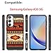 CasesOnDeck Case Compatible with [Samsung Galaxy A35 5G / A35 Case] Tribal Floral Matte TPU Flexible Carbon Fiber Textured (Western Horse Tribal)