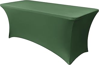 Obstal Spandex Table Cover 6ft Fitted Tablecloth Rectangular - Stretch Rectangle Folding Table Cloth for Birthday Party Wedding Banquet, Blackish Green, 72L x 30W Inch