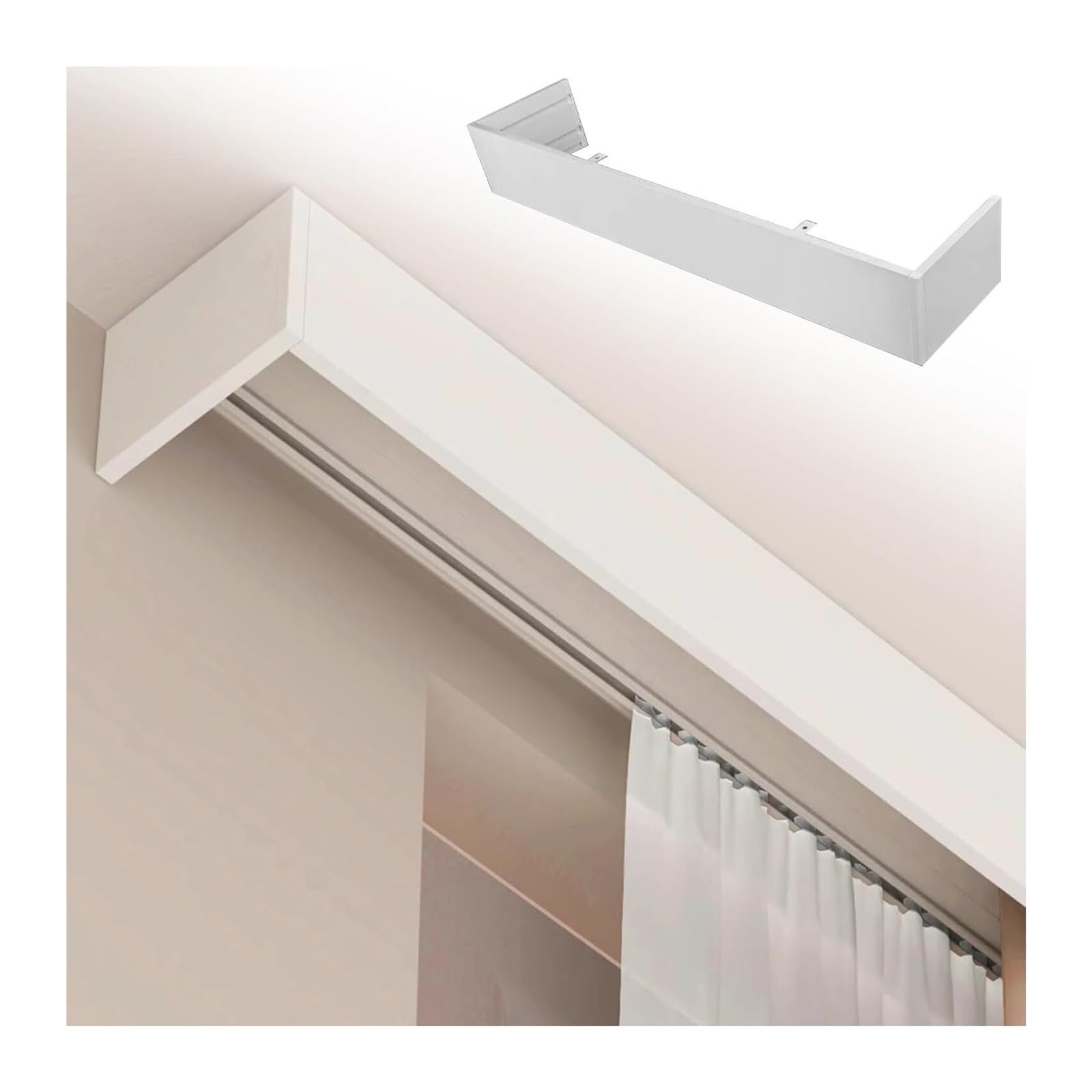 Curtain Track Double Tracks, Ceiling Mount Curtain Pelmet Without Track Aluminum Alloy Easy Cut Multiple Sizes(1.4m (4.6ft))