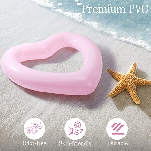 Heysplash Heart Pool Float, 47.3" X 39.4" Heart Shaped Swimming Pool Float Loungers Tube Ring Floatie, Water Fun Beach Party Toys For Kids, Adults - Pink #TOP2