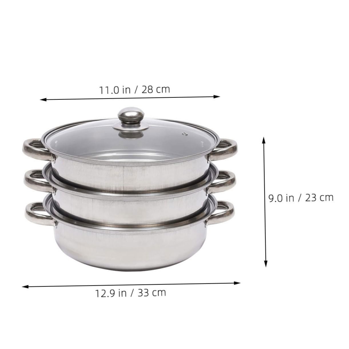 Vaporera de Cocina de Acero Inoxidable 28cm de 3 Niveles para Cocinar