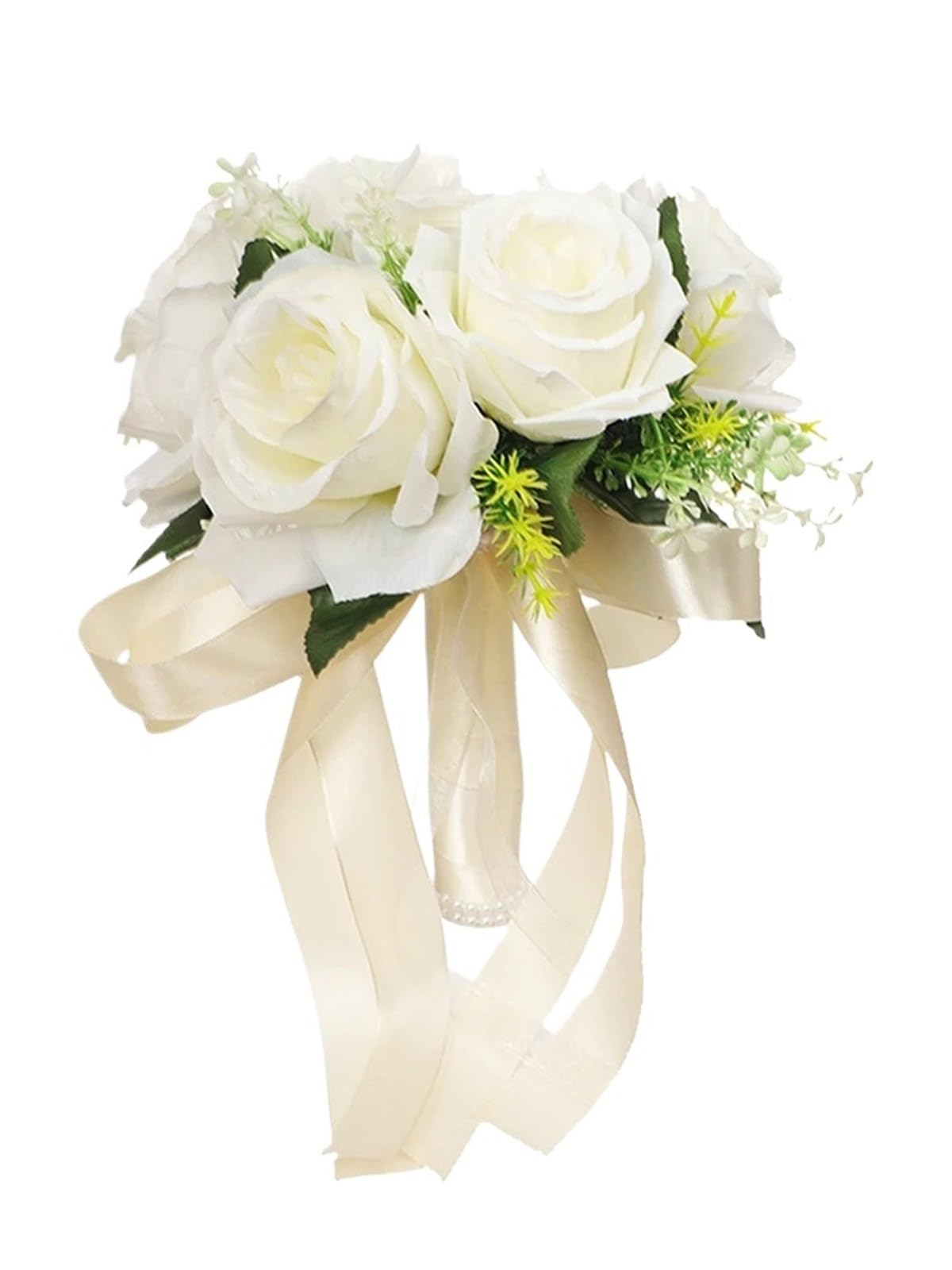 ZGCrumphant Artificial Wedding Bouquet Silk Wedding Bouquets Holding Flowers Artificial Rose Bouquet White Bridesmaid Bridal Party