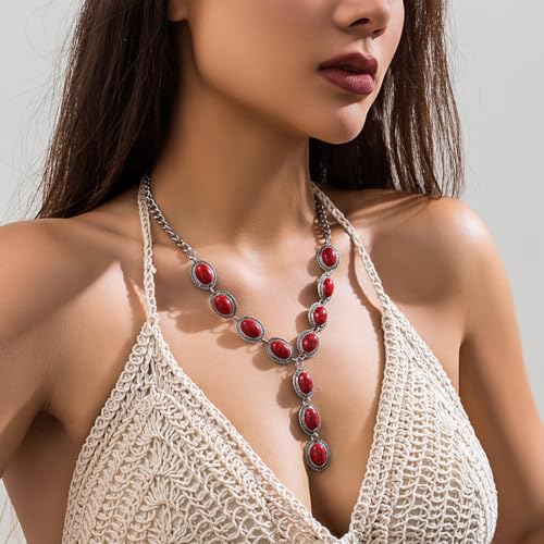 Turquoise Y-shaped Necklace Western Turquoise Pendant Necklaces Bohemian Long Turquoises Y Necklace4