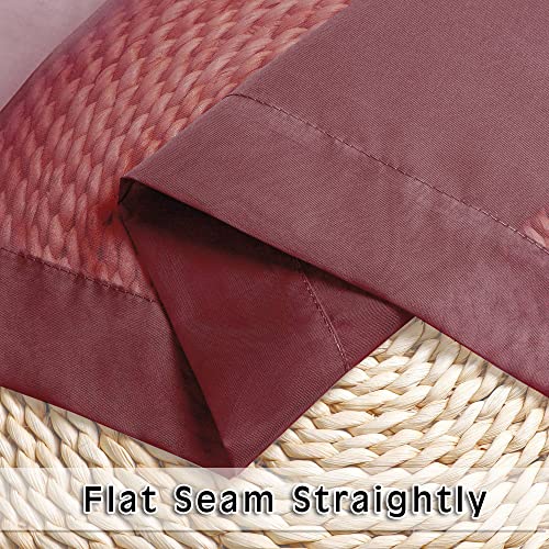 Image of OVZME 2 Panels Window Burgundy Sheer Curtains 42 inch x 45 inch Inches for Small Windows, Soft Touching Top Dual Rod Pocket Drapes for Living Room & Bedroom.
