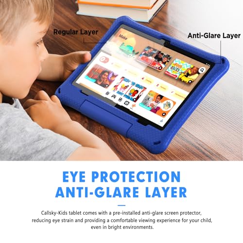 Image of Callsky-Kids Kids Tablet: 10 Inch Android 15 Tablet for Kids, 64GB Octa-Core 6000mAh Battery, WiFi 6, Pre-Installed Kids Apps, Parental Control with EVA Protective Case - Ideal Gift for Toddler, Blue
