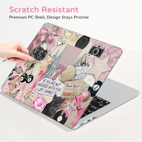Image of B BELK for MacBook Air 15 inch Case 2026 2025 2024 2023 M5 M4 M3 M2 M1 | A3241 A3114 A2941, Protective Printed Plastic Hard Shell Case with Keyboard Cover & Screen Protector, Pink Coquette Collage