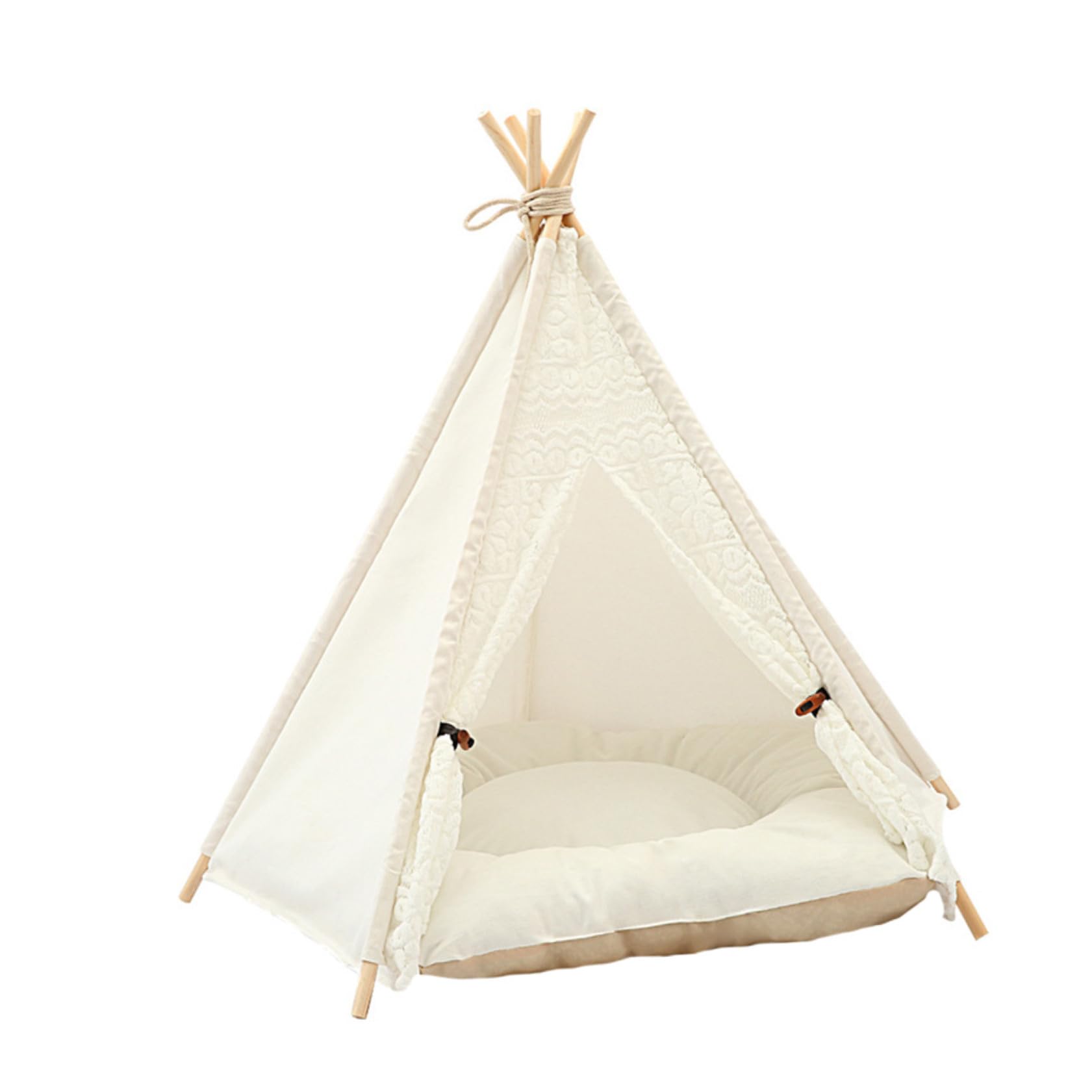 Tienda de Campaña para Mascotas Desmontable y Lavable con Rascador de Cama y Colchón Cálido para Gatos y Perros Pequeños