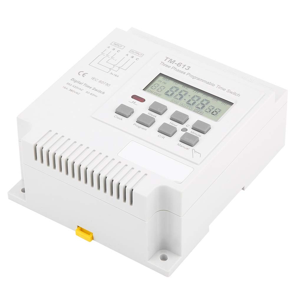 Nikou Interruptor Temporizador - Interruptor Temporizador Relé de Tiempo TM-163 Tres Fases Tiempo Digital Inteligente Relé semanal Control programable Potencia 380V / 50-60Hz 16A