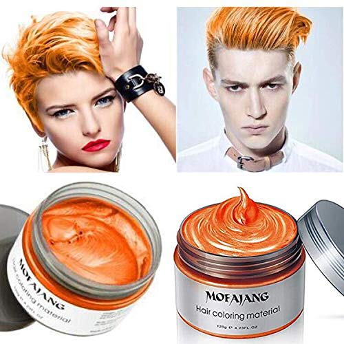 Temporary Hair Wax,YHMWAX Fashion Colorful Hair Wax Pomades Disposable Natural Hair Strong Style Gel Cream Hair Dye,Instant Hairstyle Mud Cream for Party, Cosplay, Masquerade etc. (Orange)