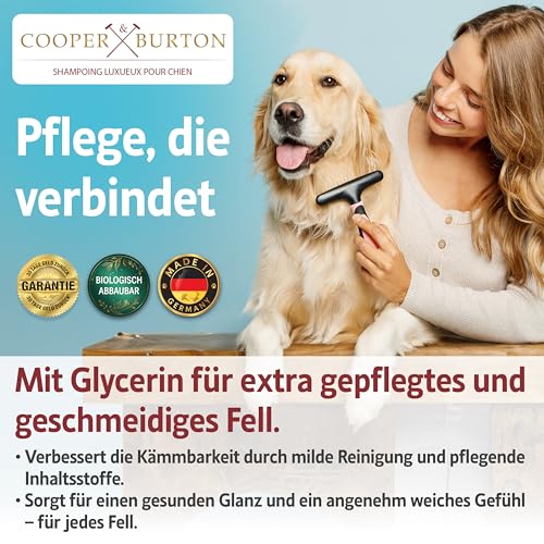 COOPER & BURTON Teebaumöl Hundeshampoo SPARSET 2X 500ml | Shampoo für Hunde gegen Juckreiz Flöhe Zecken Milben Fellpflege & Fellglanz Pflegend | pH-hautschonend für alle Felltypen