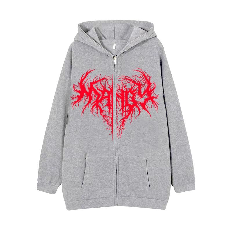 Men‘s Y2K Skeleton Zip Up Hoodie Grunge Dark Academia Sweatshirt Goth Punk Emo Jacket Loose Long Sleeve Clothing3