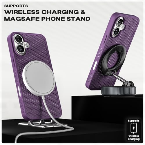 Image of Pikkme Back Cover for iPhone 17 | Honeycomb Cooling Design | Silicone Heat Dissipation | Mag-Safe Compatible | Shockproof Camera Protection Bumper Case (Purple)