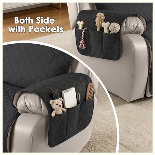Image of TAOCOCO Recliner Couch Covers,3 Seater Recliner Covers,Waterproof Recliner Covers,Non Slip Recliner Sofa Covers,Reclining Chair Covers for Pets,Recliner Protector with Pockets(Black)