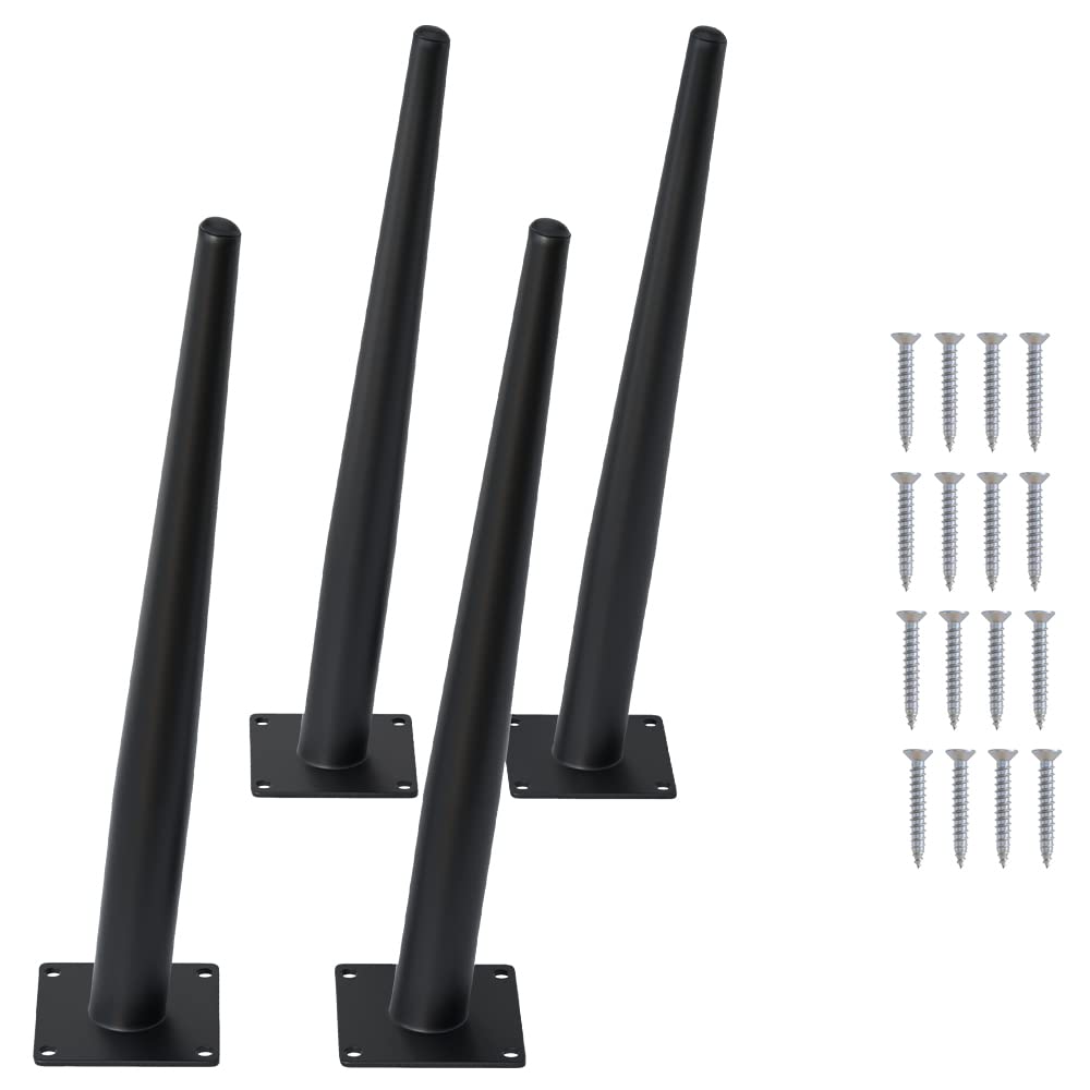 IURRDOP 4PCS 16 Inch Matte Black Tapered Angled Legs for Furniture, Metal Mid Century Mordern Feet, Heavy Duty Slanted Stand Legs Kit for Couch, Coffee Table, Desk, Dresser, Sofa, Chair