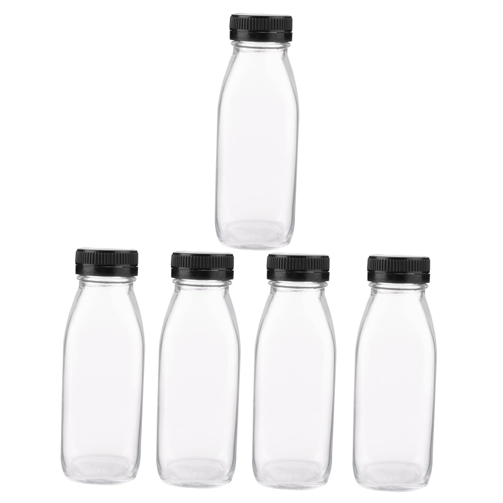 Homoyoyo 5 Stück 300ml Milchflaschen aus Glas mit Umweltfreundlichem Design und Angenehmem Griff für Aufbewahrung von Milch und Getränken zu Hause