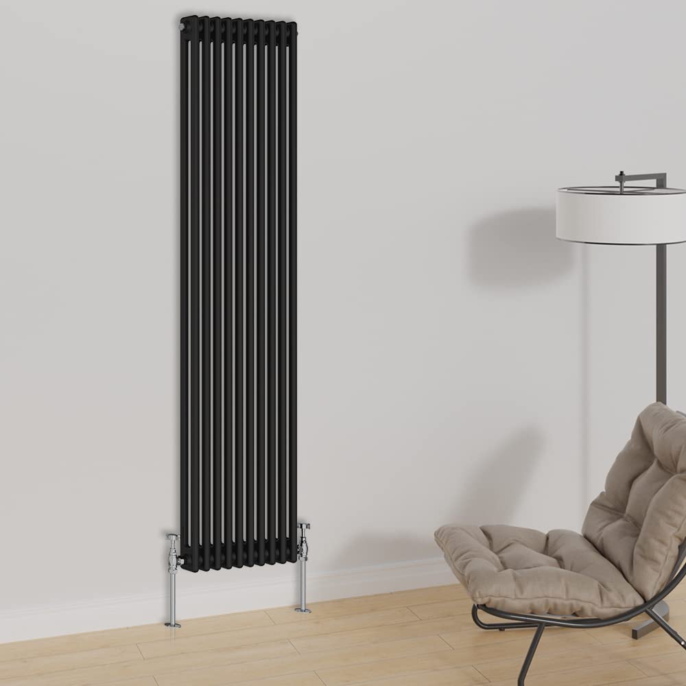 Warmehaus Vertical Column Radiator 1800x470mm Double Panel Black