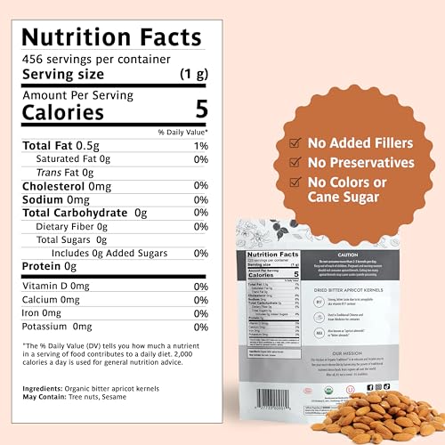 Organic Traditions Apricot Kernels – Sundried - Natural Source of Vitamin B17 – Sweet & Bitter Apricot Seeds – 16oz - Thumbnail 2
