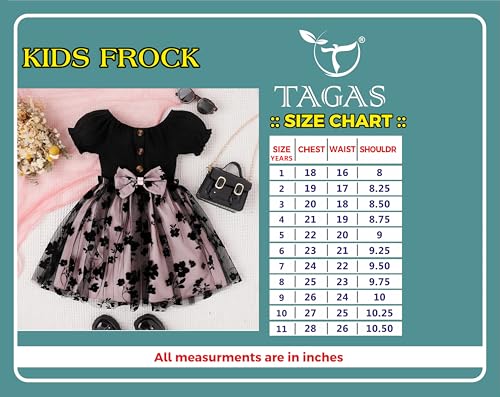 Image of TAGAS Baby Girl's Elegant and Sweet Mesh Splicing Dress for Party || Frock for Girls || Short Sleeve Dress for Girls ||Fency Dress||(KD-134)