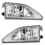 WEELMOTO Halogen Headlights for 1994-1998 Ford Mustang (w/Cobra) Headlight Assembly Pair Replacement for 1994 1995 1996 1997 1998 Driver and Passenger Side Chrome Housing