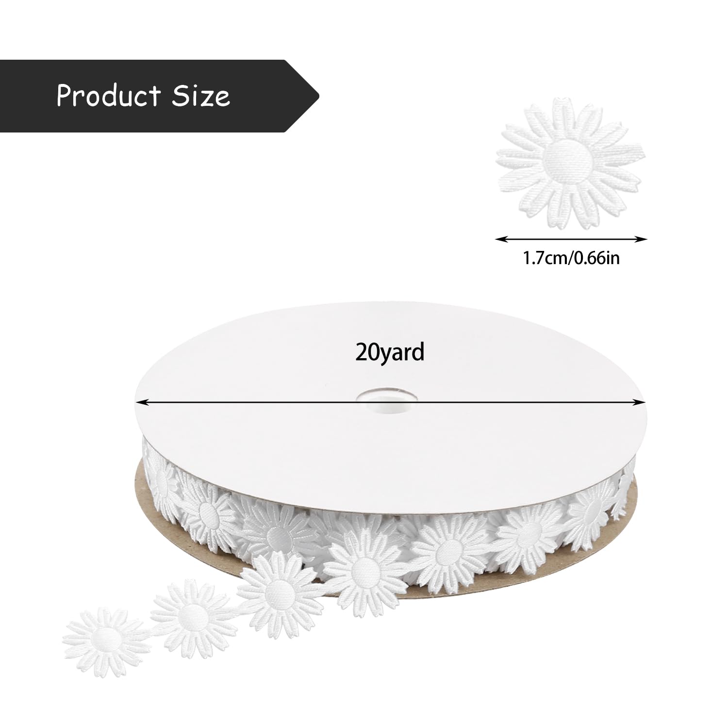 Rumyve20 Yard Daisy Flower Lace Decoration,White Lace Decoration Sewing Applique Sewing Craft Wedding DIY Style - Image 2