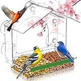 Window Bird Feeder for Outdoors, Clear Bird Feeders with 5 Extra Strong Suction Cups, Sturdy and Durable Bird House for Window Viewing Outside, Garden Decor Gifts for Bird Lover